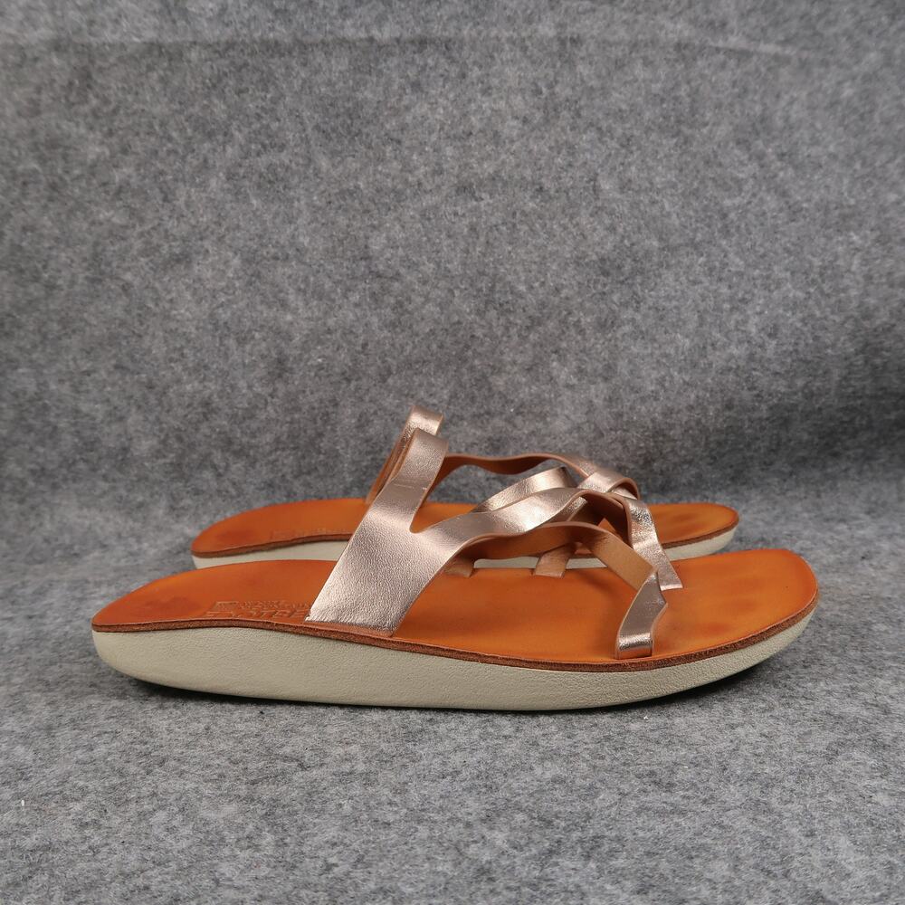 White Mountain Shoes Womens 6.5 Sandals Footbeds Slip On Toe Loop Metallic Comfy